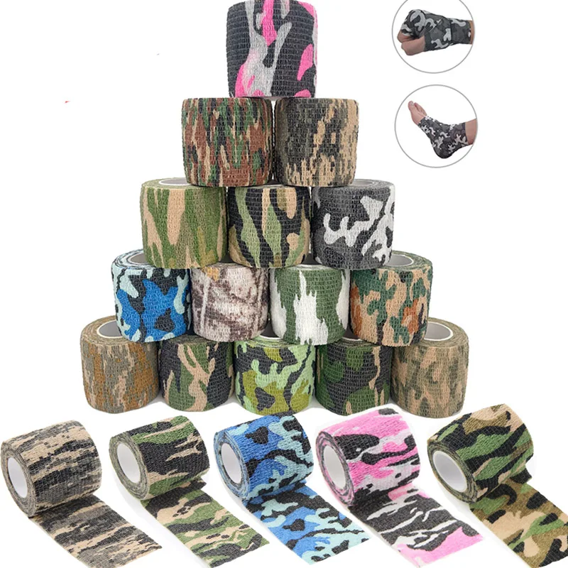 1 Roll 5*450cm Disposable Self-adhesive Flex Elastic Camouflage Bandage Tattoo Handle Grip Tube Wrap Elbow Stick Motion Tape