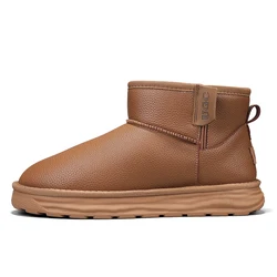 UGC Brand Waterproof Ankle Snow Boots Men Winter Cotton Shoes Plush Fur Snowboots Snowshoe Microfiber Leather Anti-skid Outdoor