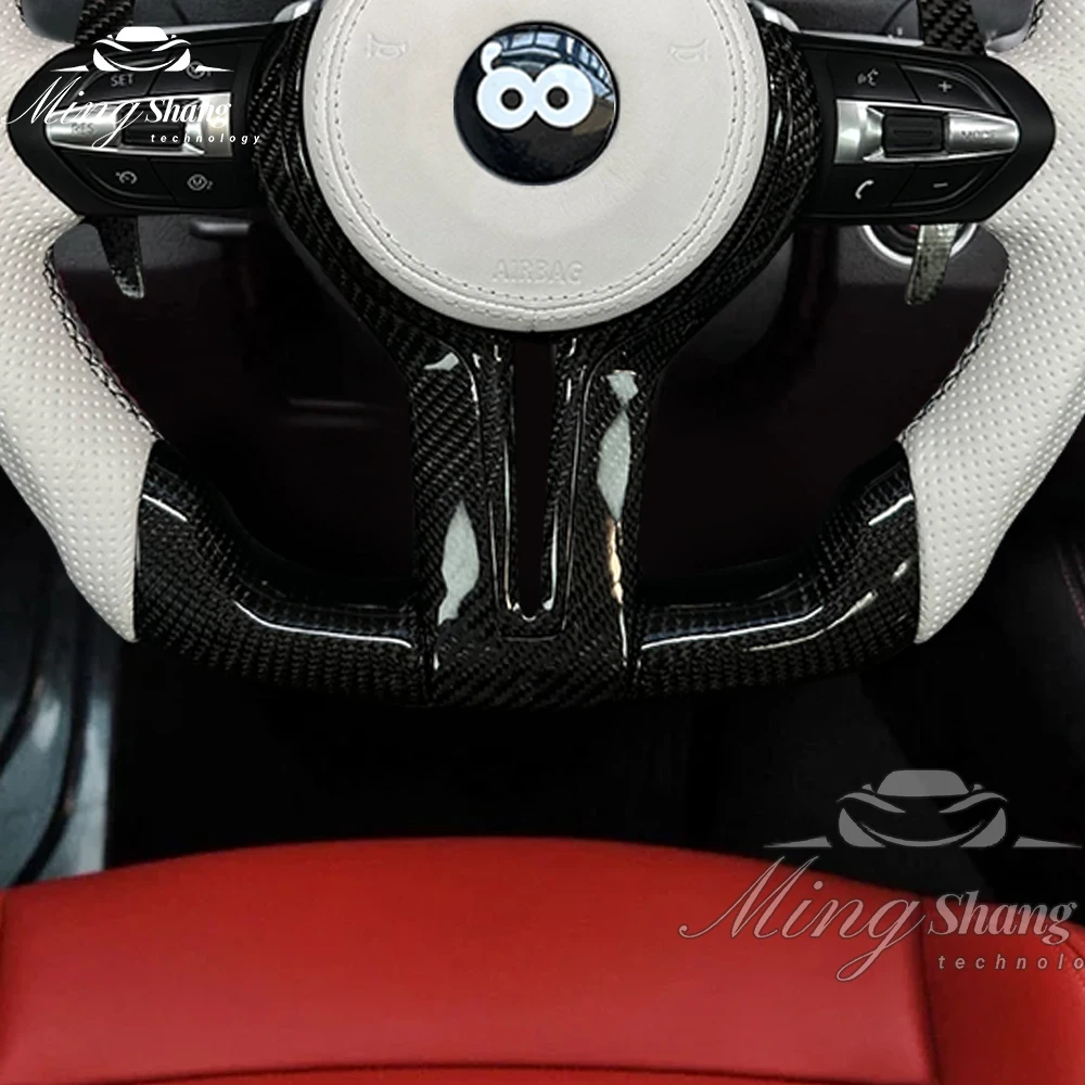 LED ألياف الكربون عجلة القيادة صالح لسيارات BMW M5 M6 X6M M2 F10 F20 F18 F11 F12 F30 E92 E60 X6 E71 M3 M4 سباق عجلة للتحويل #4