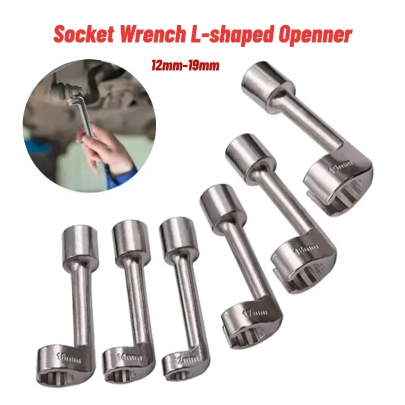 

1pc Socket Wrench L-shaped Open Hex Slotted Fuel Line Remover Automotive 1/2 Drive Diesel Fuel Line Socket 12 14 16 17 18 19mm