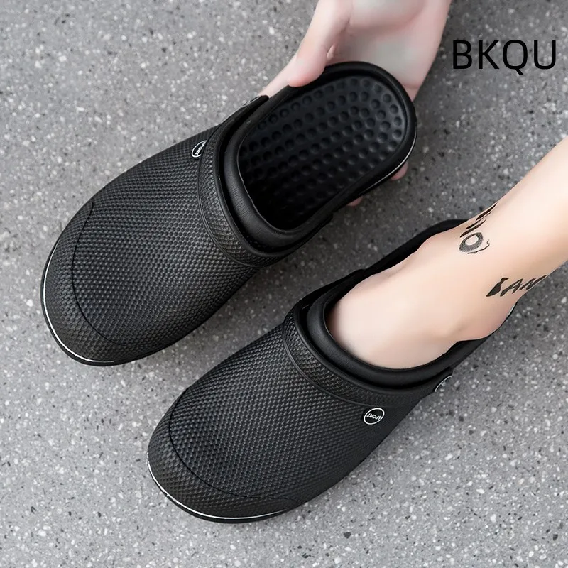 Beach Slippers for Men Round Toe Lightweight Flat Water Proof Comfortable Trendy All-match Breathable Non-slip Shoes Summer Main