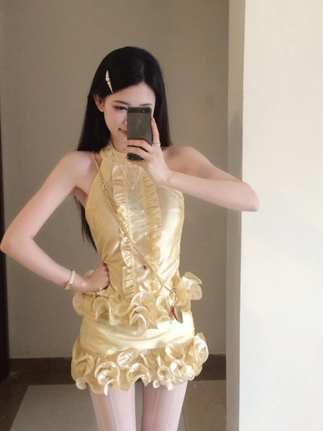 

Корейский стиль: уникальный комплект из топа с завязками на шее и юбки, удобный хлопковый летний модный наряд для повседневного образа