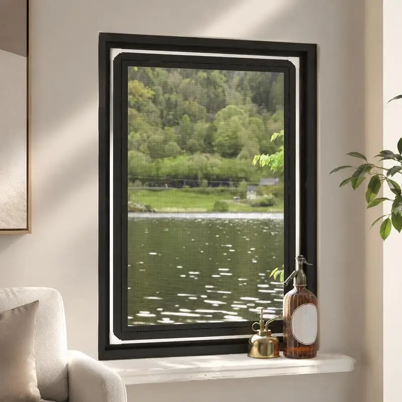 Moustiquaire de fenêtre magnétique 80x120 cm, découpable, taille ajustable, anti-insectes, anti-moustiques, en fibre de verre, maille fine, sans perçage, auto-adhésive, installation facile pour chambre, salon, balcon, porte-fenêtre, blanc