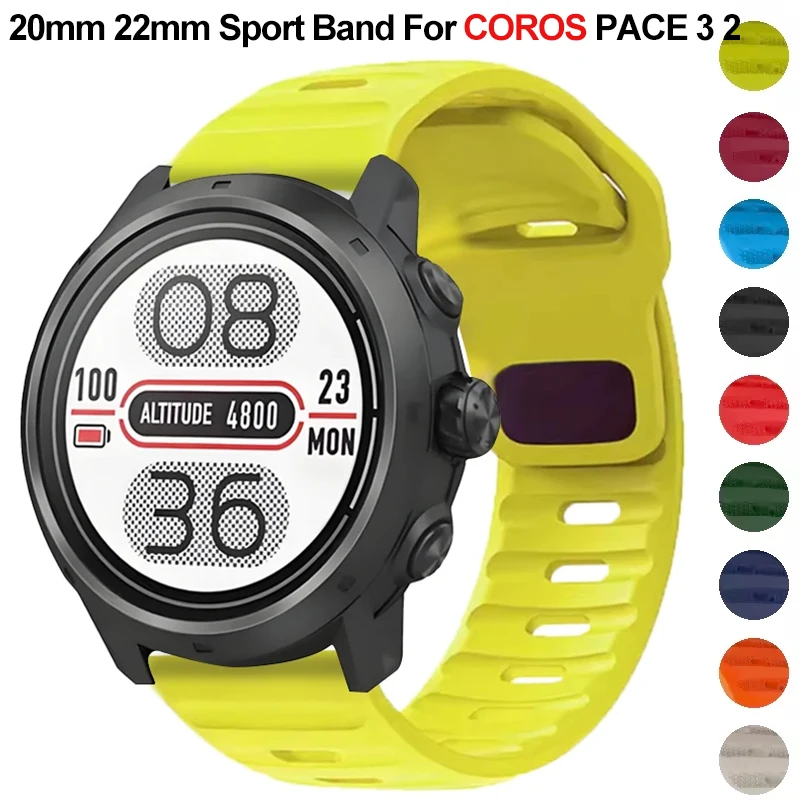 20mm 22mm Sport Band For COROS PACE 3 2 Silicone Wristband Bracelet Belt Correa For COROS APEX/APEX 2 Pro/APEX 42mm 46mm Strap