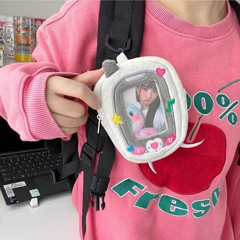 Xiuya Niedliche, schrullige, interessante Plüsch-Geldbörse, Handy-Form, Herz-Buchstabendruck, Chase Star-Handtasche, neue Kawaii-Designer-Geldbörsen