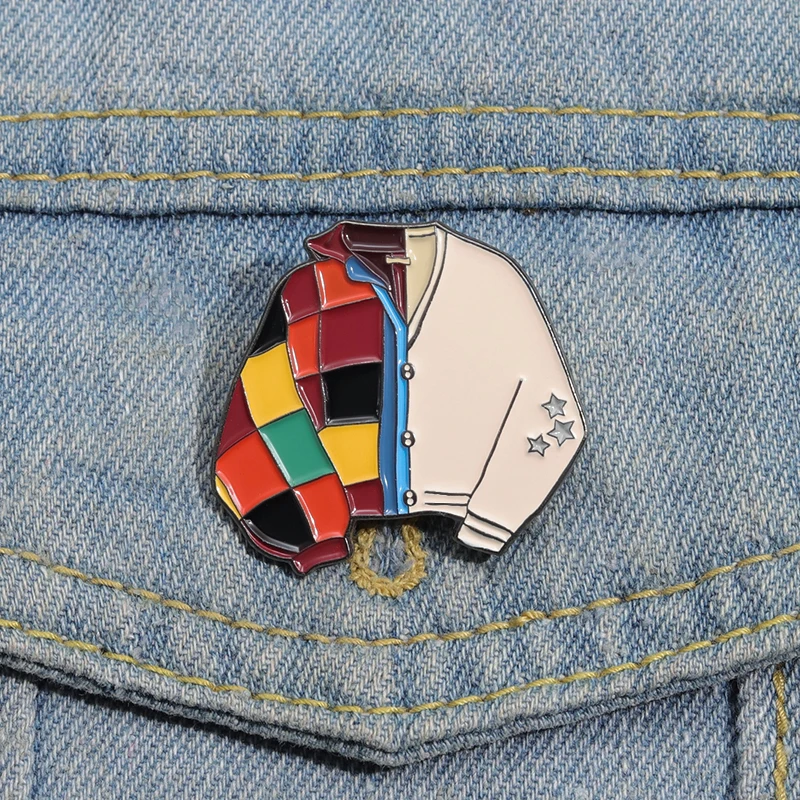 Cool Jackets Shape Enamel Pins Music Pop Singer Split Joint Cardigan Brooches Lapel Badge Accessories Jewelry Pin Gift for Fans