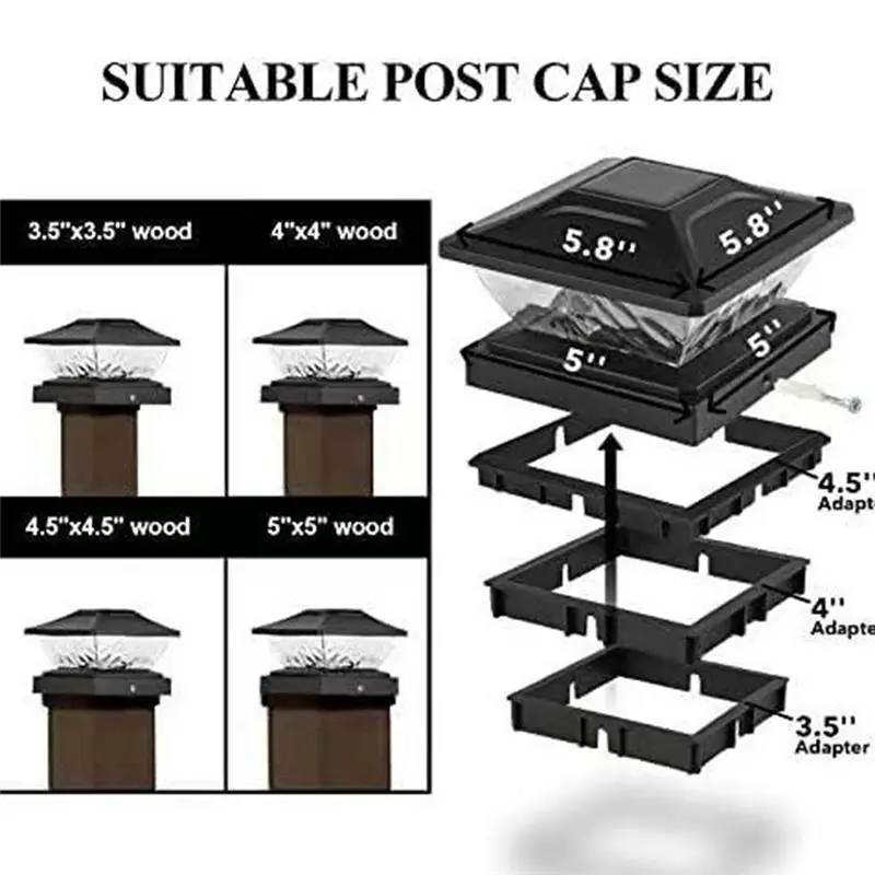 ABCA-Outdoor Fence Post Cap Light Warm White And Cool White Lighting Wateproof Villa Column Lamp Solar LED Pillar Light