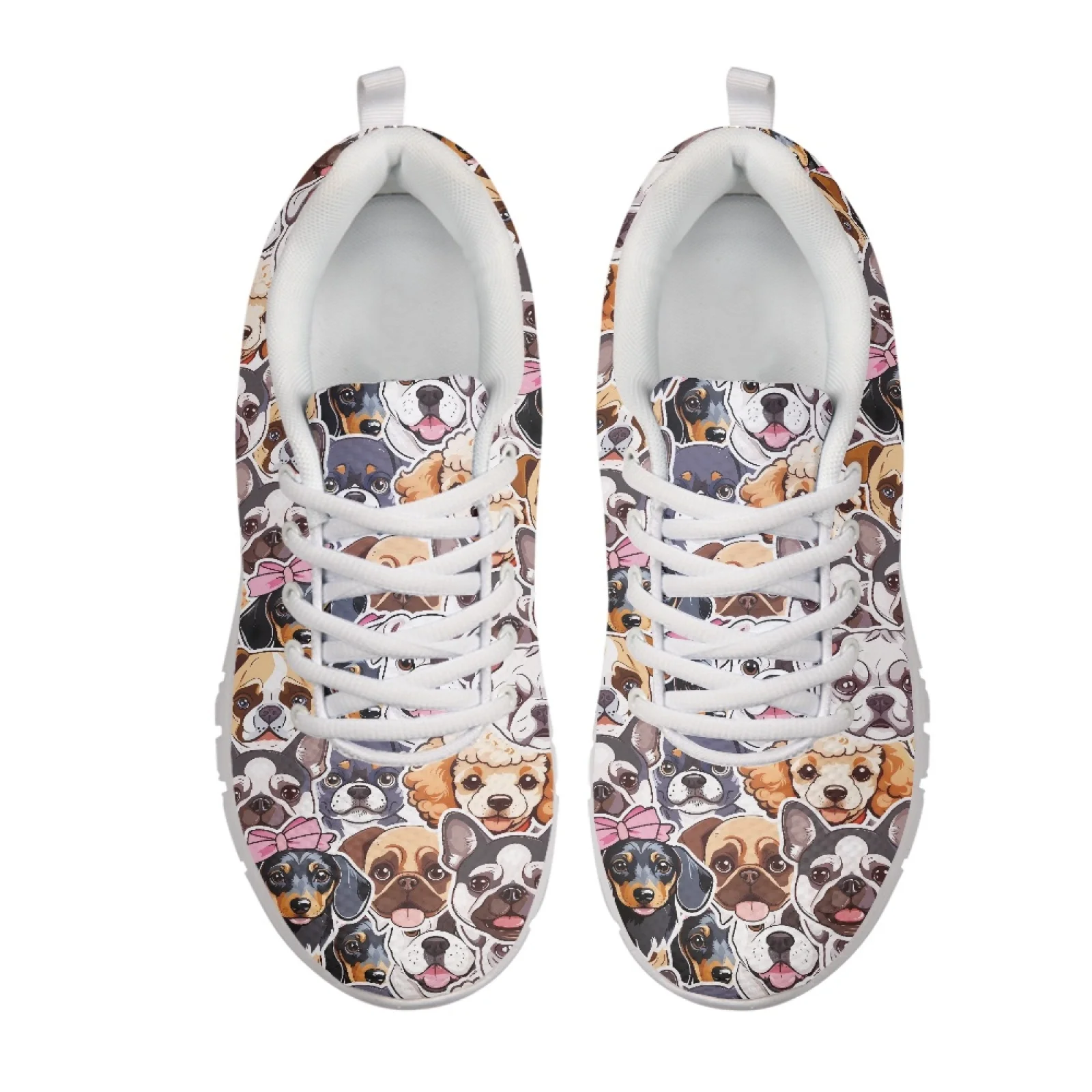 Coloranimal Leopard Puppy Mesh & EVA Sole Women Tennis Shoes Lace Up Travel Shoes for Mens New Trend