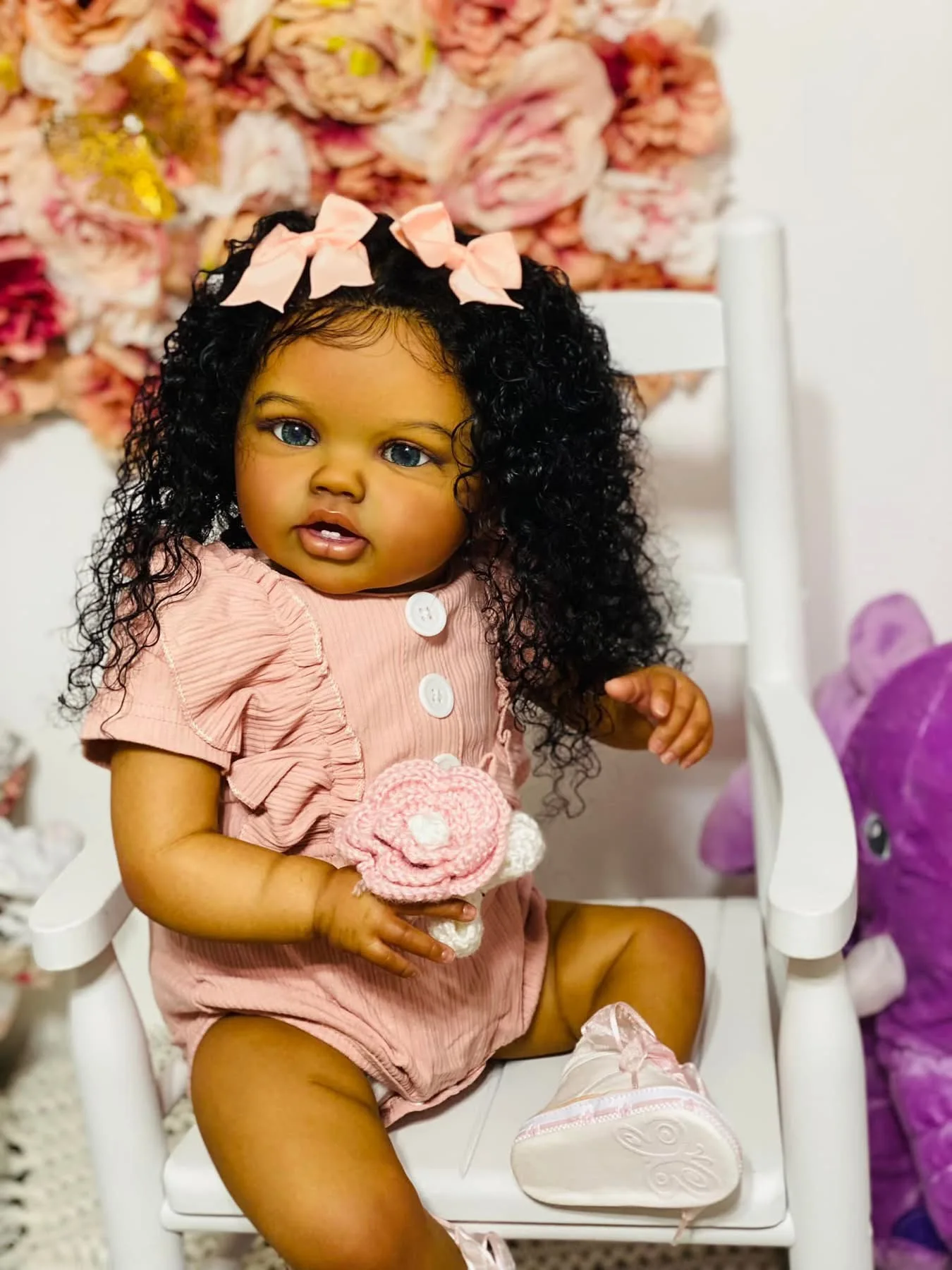 24 pouces peau marron foncé Lottie Reborn bébé enfant en bas âge nouveau-né poupée princesse fille réaliste doux au toucher 3D peau Art poupée