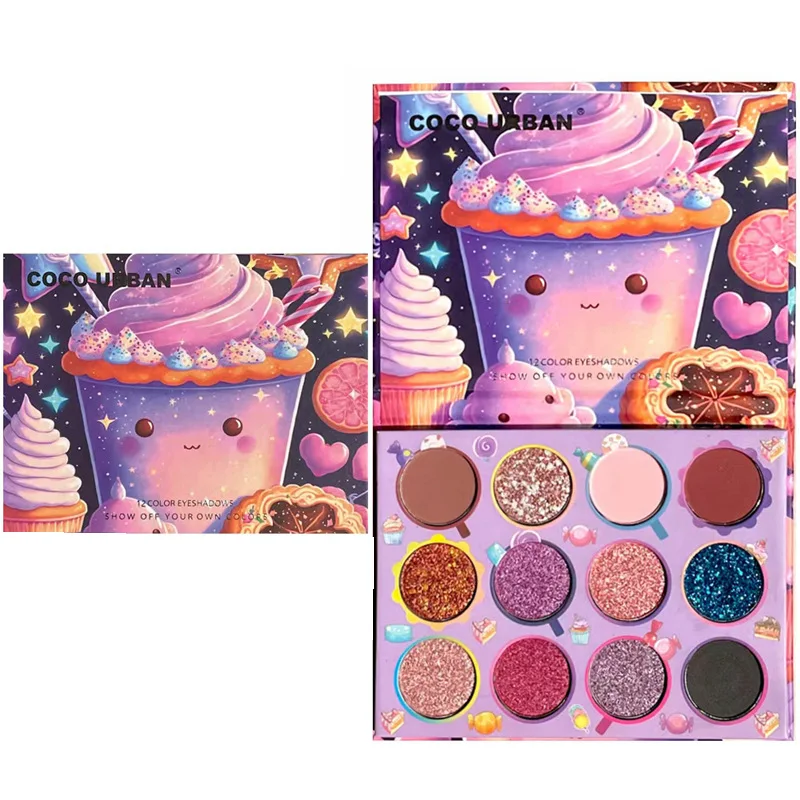 12 Colors Eye Shadow Plate Shimmer Matte Shimmering Powder Sequels Makeup Eyeshadow Palette Pressed Glitter Eyeshadow Waterproof