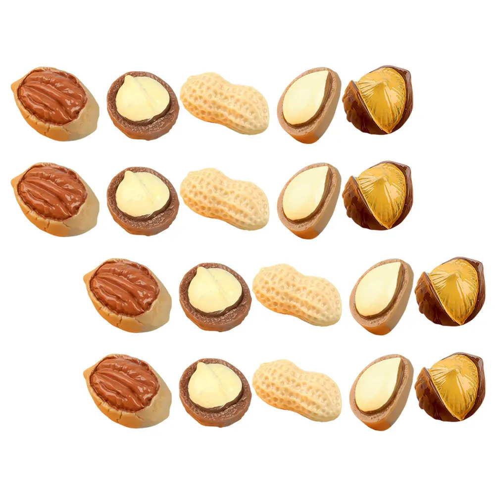 20개 시뮬레이션 견과류 미니어처 하우스 푸드 데코 레진 공예 사실적인 가짜 견과류 DIY 장면 레이아웃 놀이 주방용