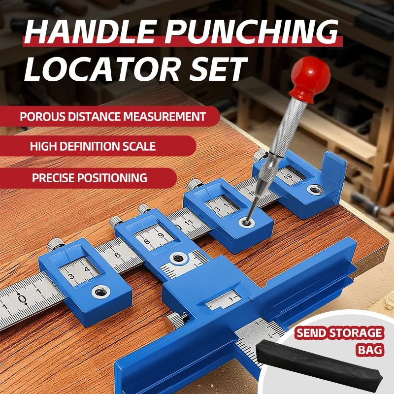 hit productAll Plastic Adjustable Dowel Punch Locator Drill Template Guide with HSS Steel Punch Bits-DIY OEM Hardware for Wood