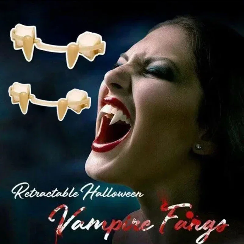 

1/2/3/5PCS Retractable Vampire Teeth Halloween Vampire Fangs Dentures Zombie Teeth Small Tiger Teeth Cosplay Party Decoration