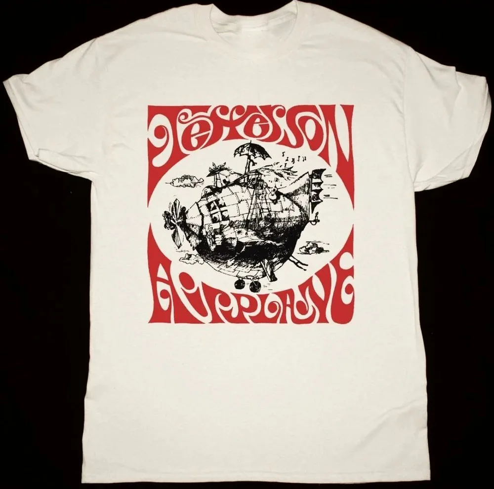 Jefferson Airplane - Airplane Cotton White Unisex Shirt AG126  High Quality 100%Cotton Short Sleeve