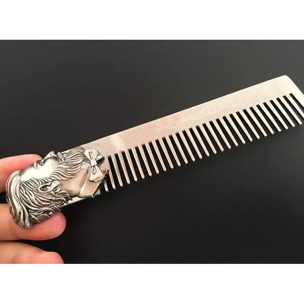 1Pcs Professional Stainless Steel Beard Comb Men's Dual Purpose Hair and Beard Styler No Distortion Skin Safe Mustache Comb