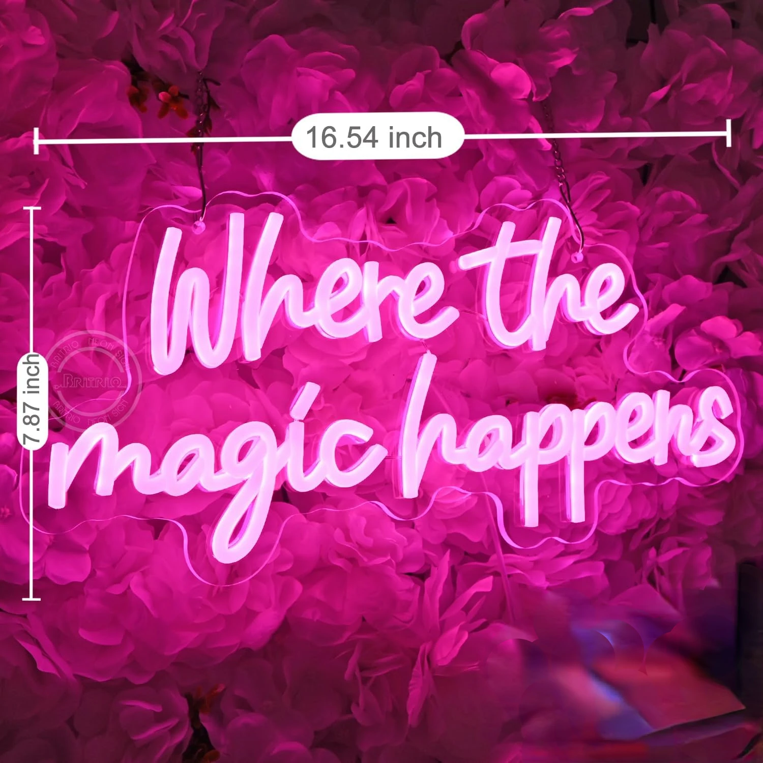 Pink Where The Magic Happens Neon Sign Romantic LED Wall Light for Bedroom Living Room Wedding Party Decor Atmosphere Gift Idea