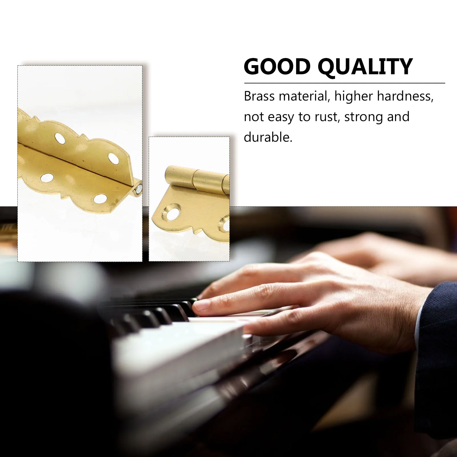 

2Pcs Piano Hinges Brass Material Heavy Duty Self Supporting Folding Flips Hinge for Furniture Cabinet Shelf Repair Golden Finish