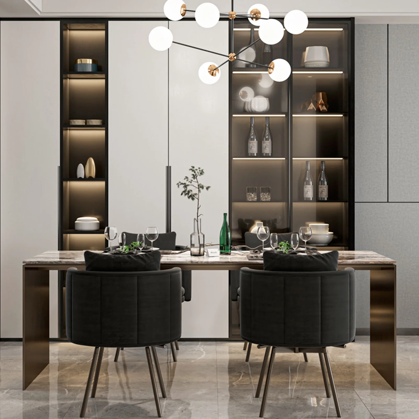 

-For Italian Modern Minimalist Stainless Steel Rectangle Dining Table Natural Marble Light Luxury Style for Home or Hotel Villa&