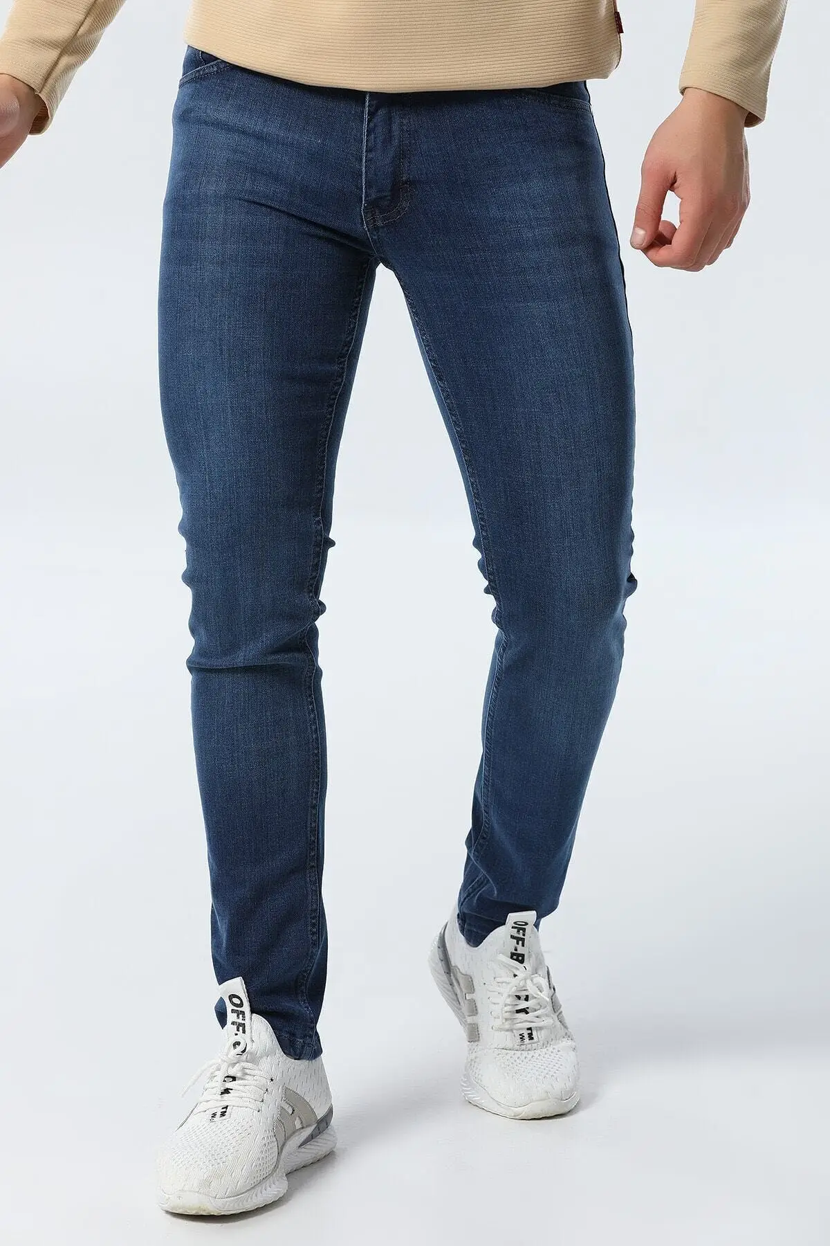 Male Blue Slim Fit Lycra Pants Male 2021 Model New Generation Jeans Pants Trend Trousers Model