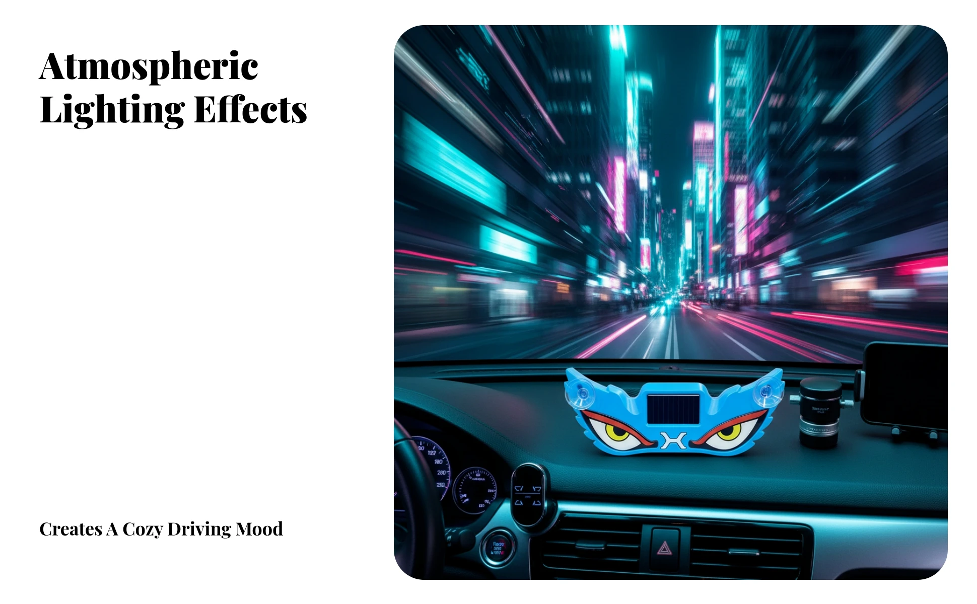 Evil-eye Shaped Suction Cup Car Light Solar Ambient Lighting for Automobile Cabin Personalization
