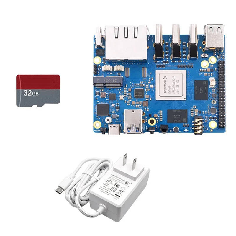 AB20-For Orange Pi 5 Plus Development Board 4G+32G Card RK3588 64Bit 2.5G M.2 Slot Support 2230 Wi-Fi 6 BT Module US Plug