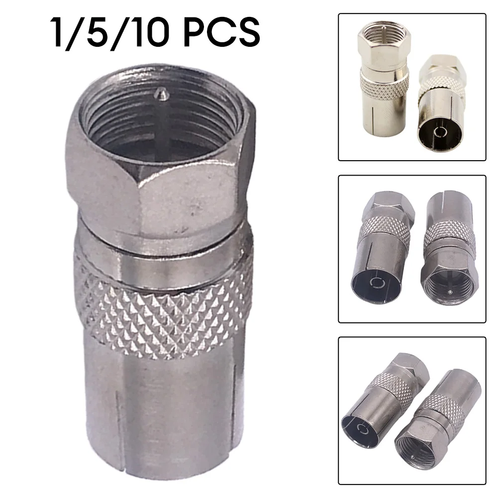 F Male To TV9.5 Female Cable Zinc Alloy Connector TV Set Top Boxes Connector Adapter Antenna Singals Electric Accessories
