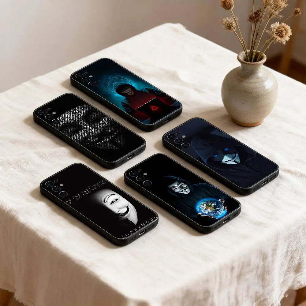 

A-Anonymous Hacker Phone Case For Samsung S26,25,24,23,22,21,20,30,Ultra,Plus,Fe,Lite Black Shell