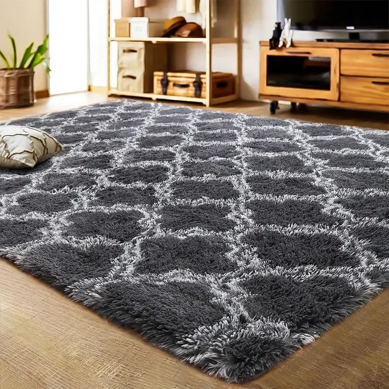 

Luxury Shag Area Rug 5x8 Feet Geometric Plush Fluffy Rugs, Extra Soft Carpet Moroccan Rugs for Bedroom Living Room Dorm Kids