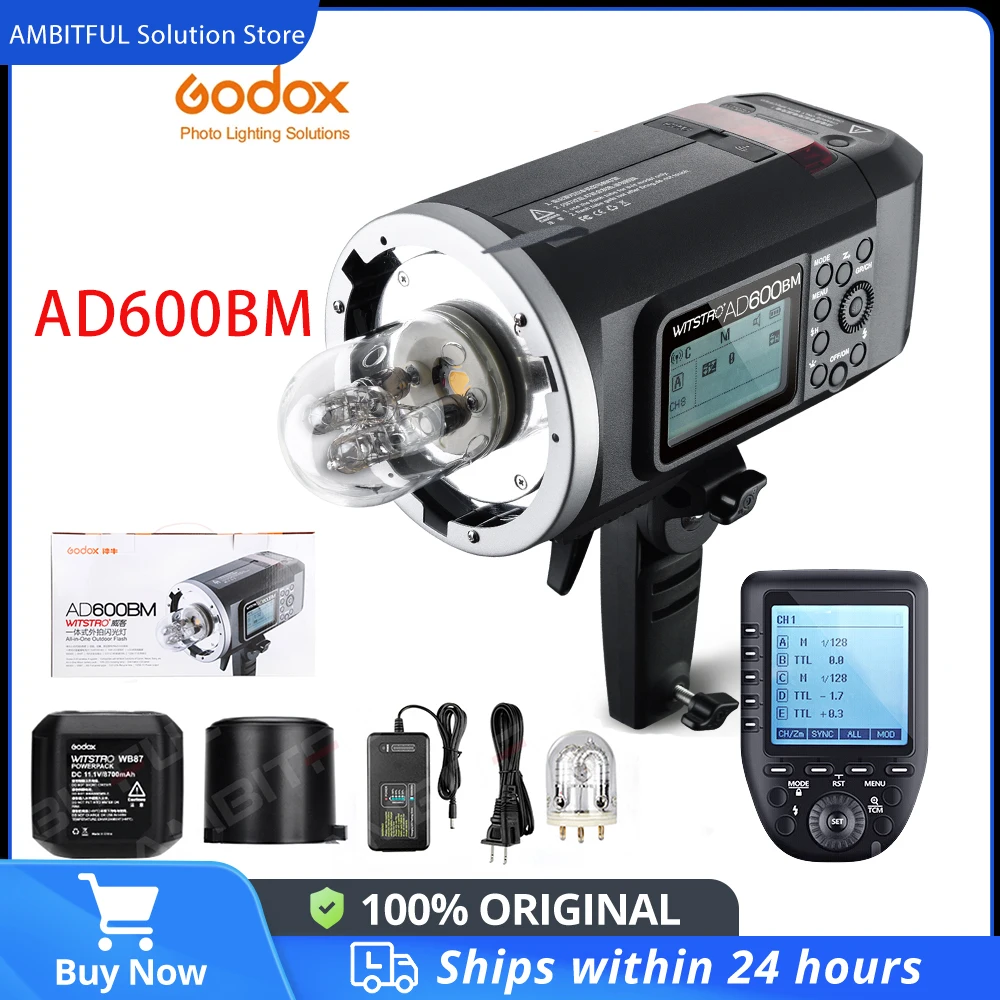 Godox Wistro AD600BM Bowens Mount 600W GN87 HSS 1/8000s Sync Outdoor Flash With 2.4G Wireless X System Build-in 8700mAh Battery