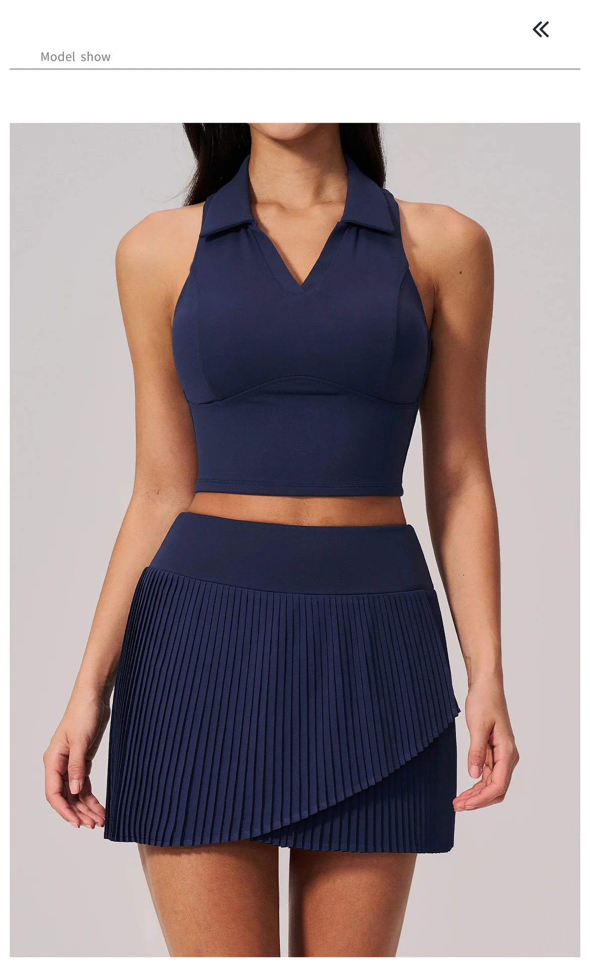 SOISOU Nylon Women Two Pieces Yoga Set Ribbed V-Neck Gym Top Sport Tennis Skirt 2pcs Suit Sportswear Workout Clothes 5 Colors