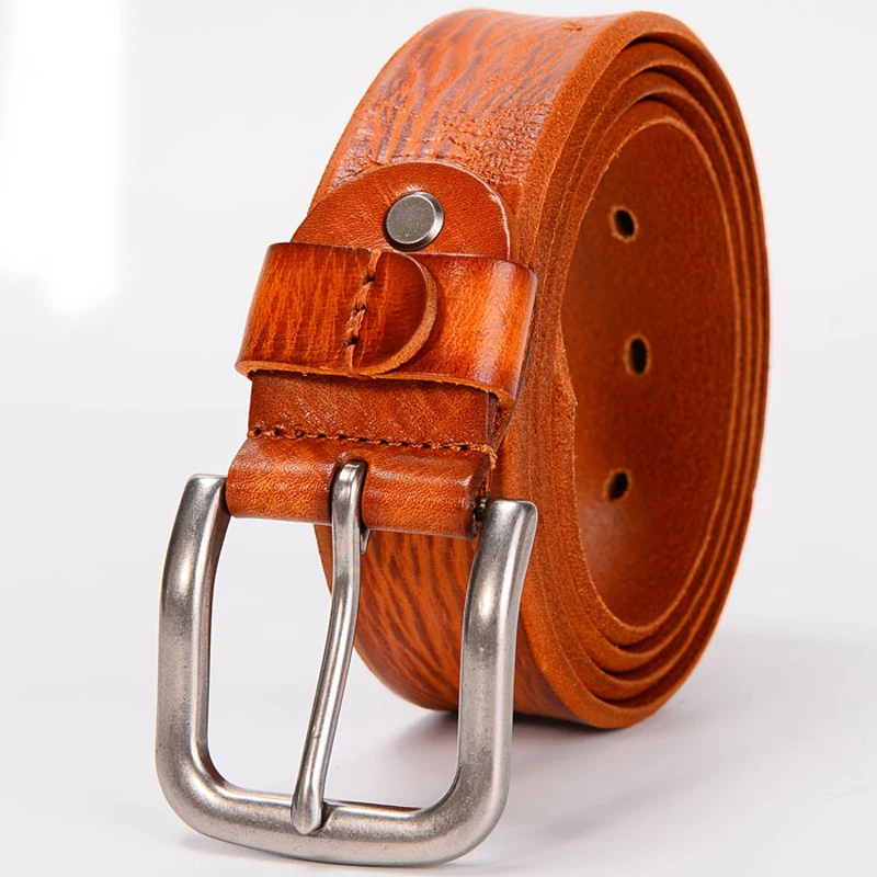 3.7CM Top Cowhide Belt Men Copper Buckle Top Genuine Leather Casual Jeans Belt High Quality All-match  Retro personal Male Strap