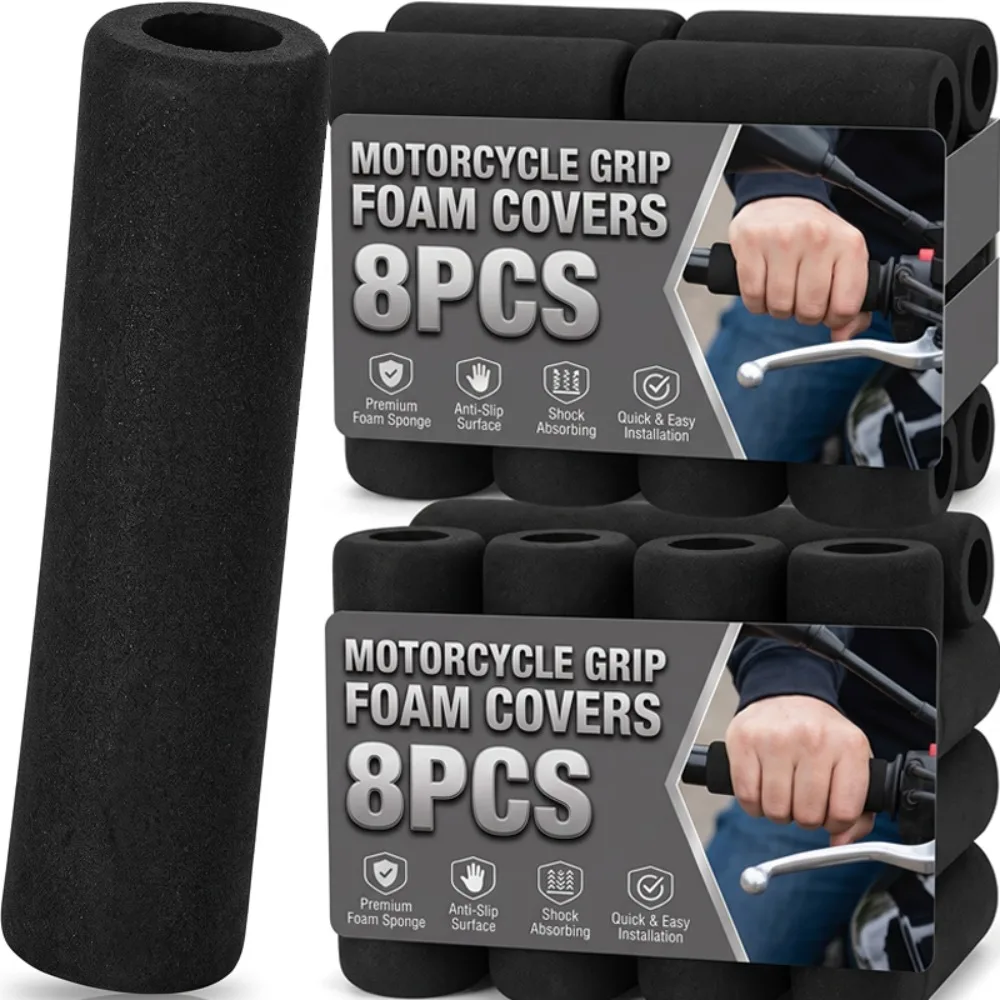 Universal Foam Grip Covers Slip on Sponge Handlebar Sleeves for Motorcycle Scooter Ebike Dirt Bike Anti Skid Vibration Reducers