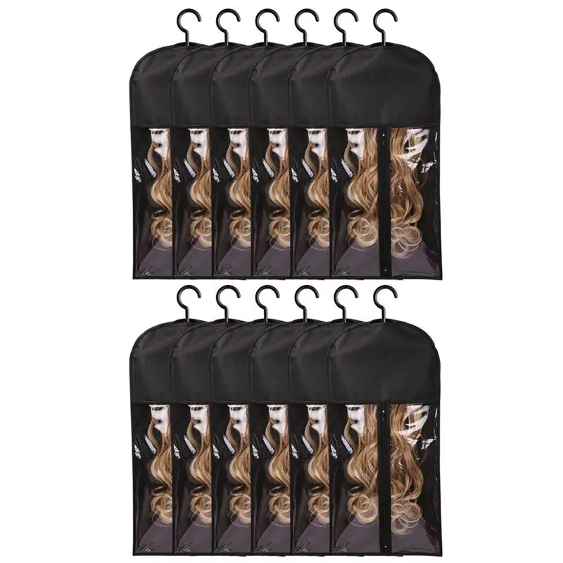 

A67P-12PCS Hair Extension Holder Wig Storage For Multiple Wigs Holder Wig Bags Storage With Hanger Hair Extension Storage