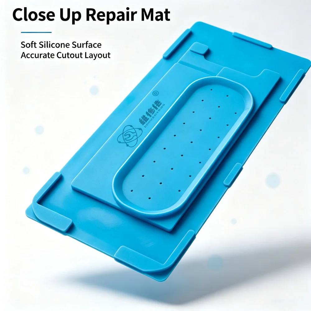 Blue Vacuum Hole Silicone Reverse Separation Mat Heat Insulated Pad For Cell Phone Touch LCD Screen Reverse Separate Workshop