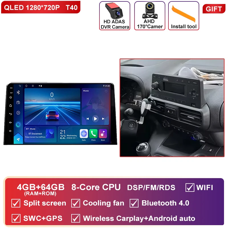 Android 16 Carplay Autoradio Stereo Multimedia Video Player Voor Citroen Berlingo 2019 Peugeot Partner Rifter 2020 Voor Opel Combo