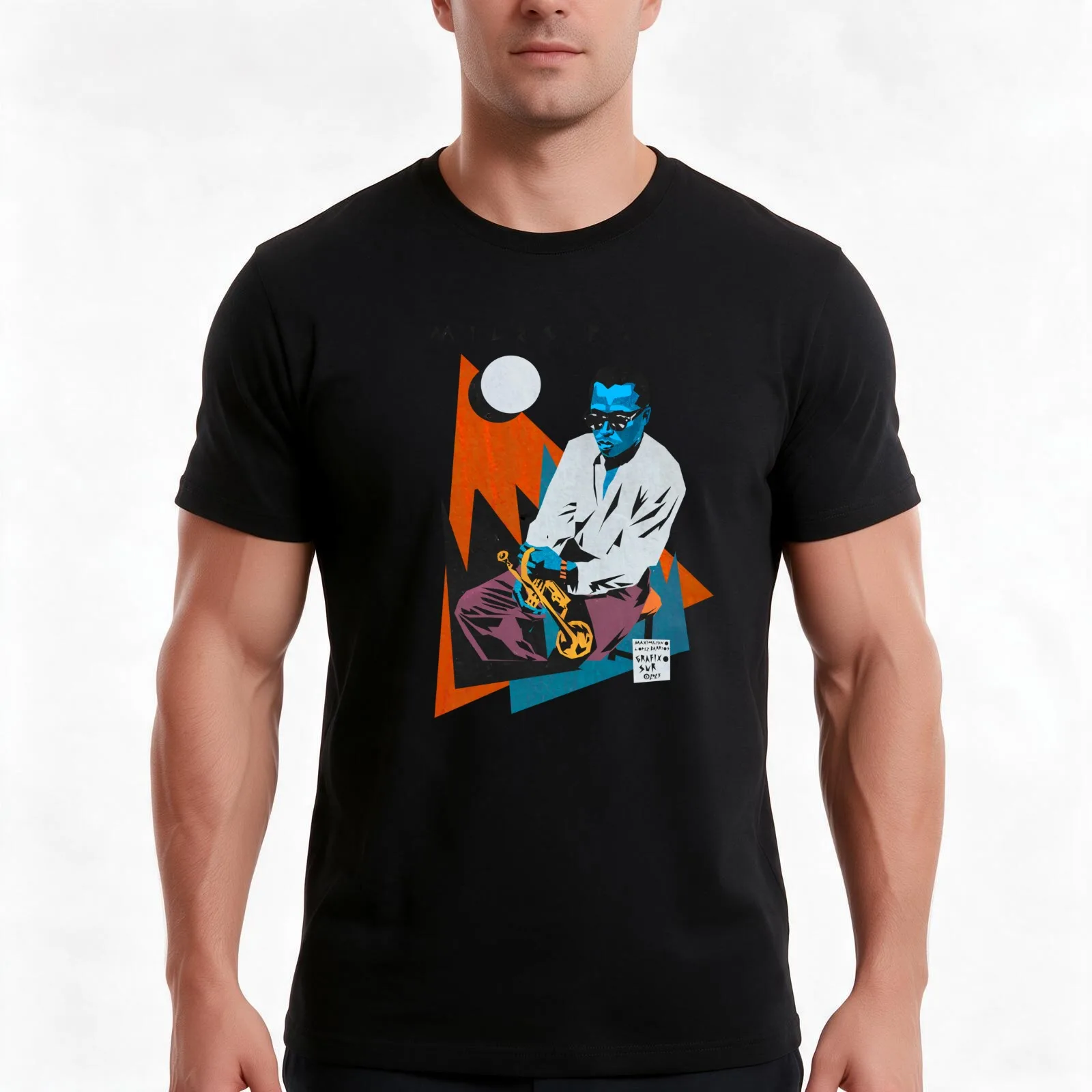 Miles Davis Illustrated by Maximiliano Lopez Barrios T-Shirt Summer Casual Cotton Tee Oversized Streetwear Tops 100% Cotton