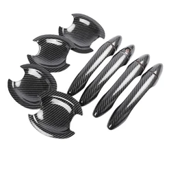 Carbon Fiber Chrome Car Door Handle Bowl Cover Trim Sticker For Kia K3 / Kia Cerato 2012-2017 Styling Accessories