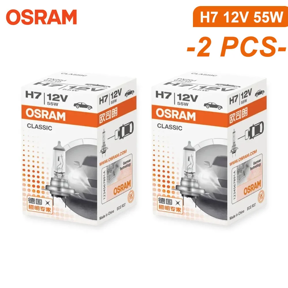 OSRAM Original CLASSIC H7 64210 PX26d Standard Hi/lo Beam Car Lamp 12V 55W 3200K White Halogen Light Car Headlight Bulb x1/2/4/6