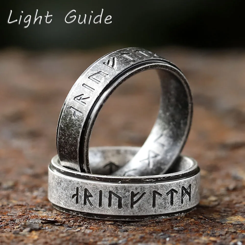 2025 new stainless Steel Viking Runes Ring Nordic Style Runes Powerful Amulets Vintage Odin Norse Counple Jewelry