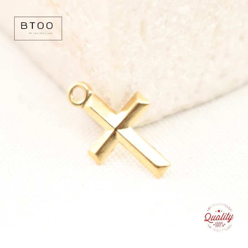1/20 14K Yellow Gold Filled(14KGF) Cross Charm Cross Pendant DIY Jewelry Accessories Handmade Pendants Making Jewelry Findings