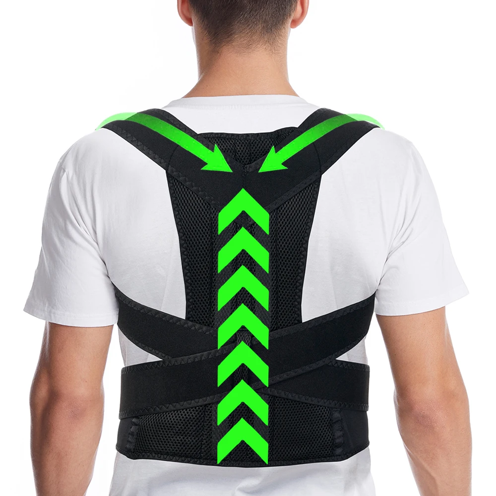 Reinforced Belt Lumbar Column Posture Corrector Vest Adjustable Back Support Strap Shoulder Spine Brace Neck Stretcher Trainer