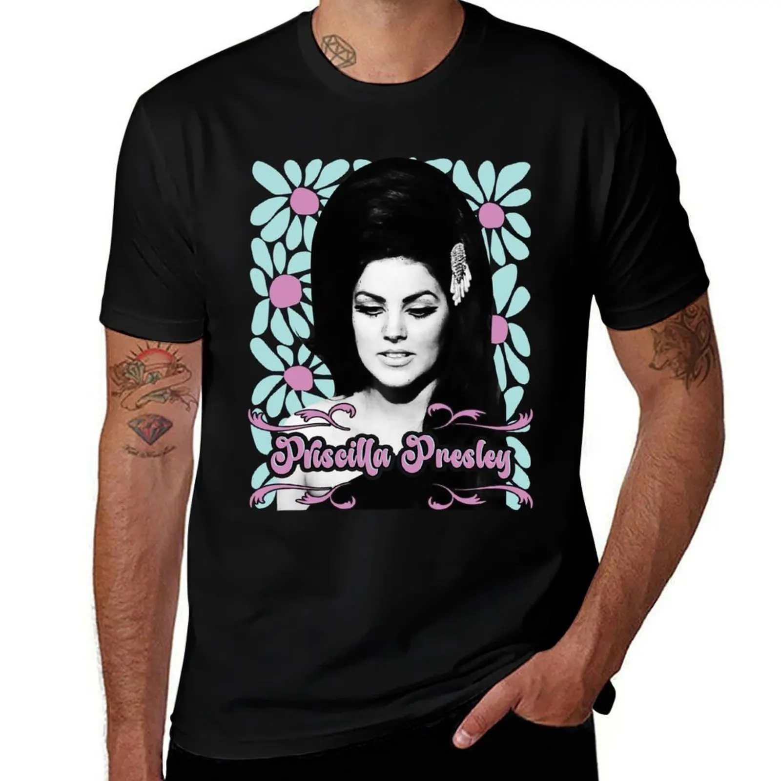 

priscilla presley T-Shirt Classic Print Short Sleeve Shirt
