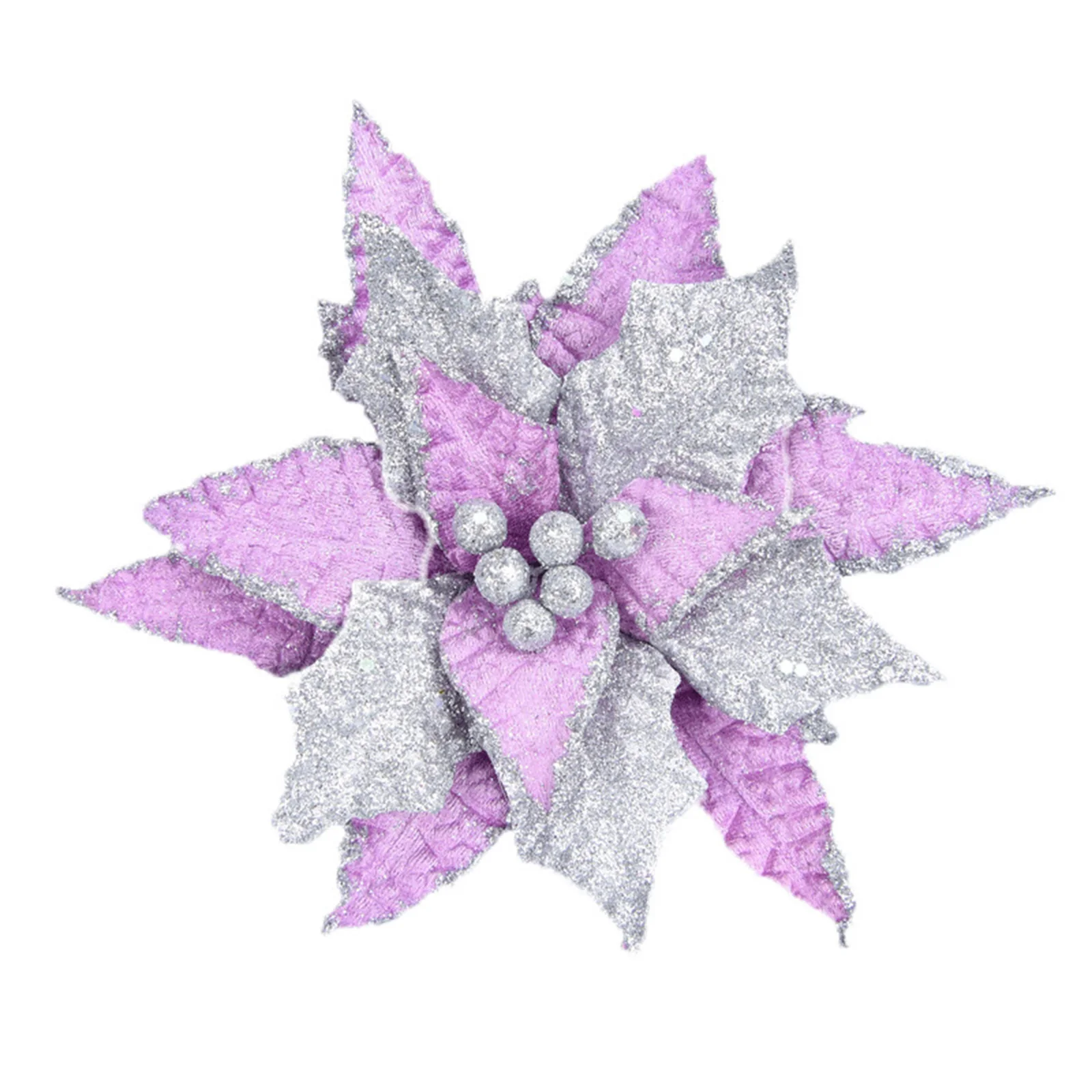 

19cm Christmas Poinsettia Glitter Flower Hanging Ornaments Xmas Party Tree Decoration Christmas Wreaths Home Garden Decors