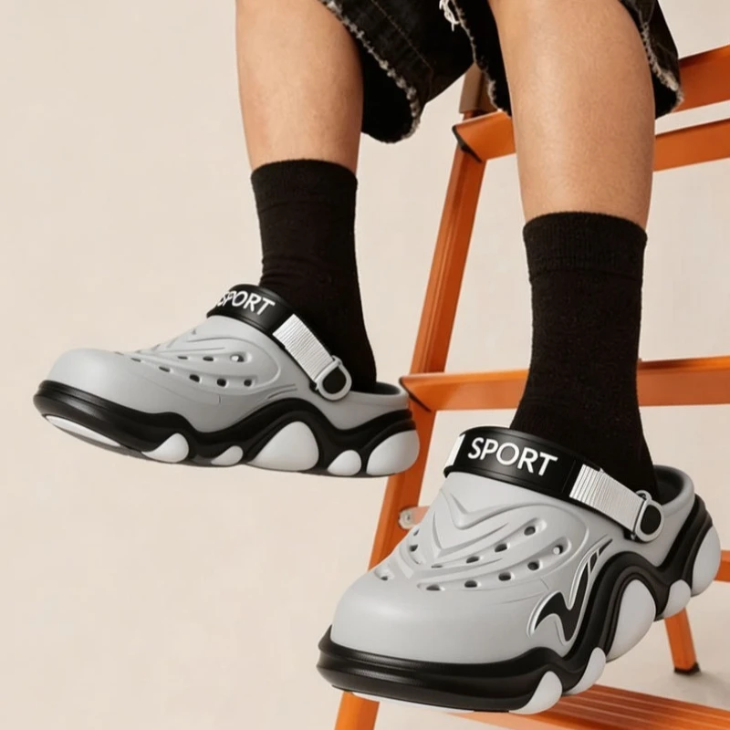Men's Sport Thick Sole Clogs Non-slip EVA Cloud Slippers 2026 Summer Casual Outdoor Beach Driving Breathable Sandals Shoes