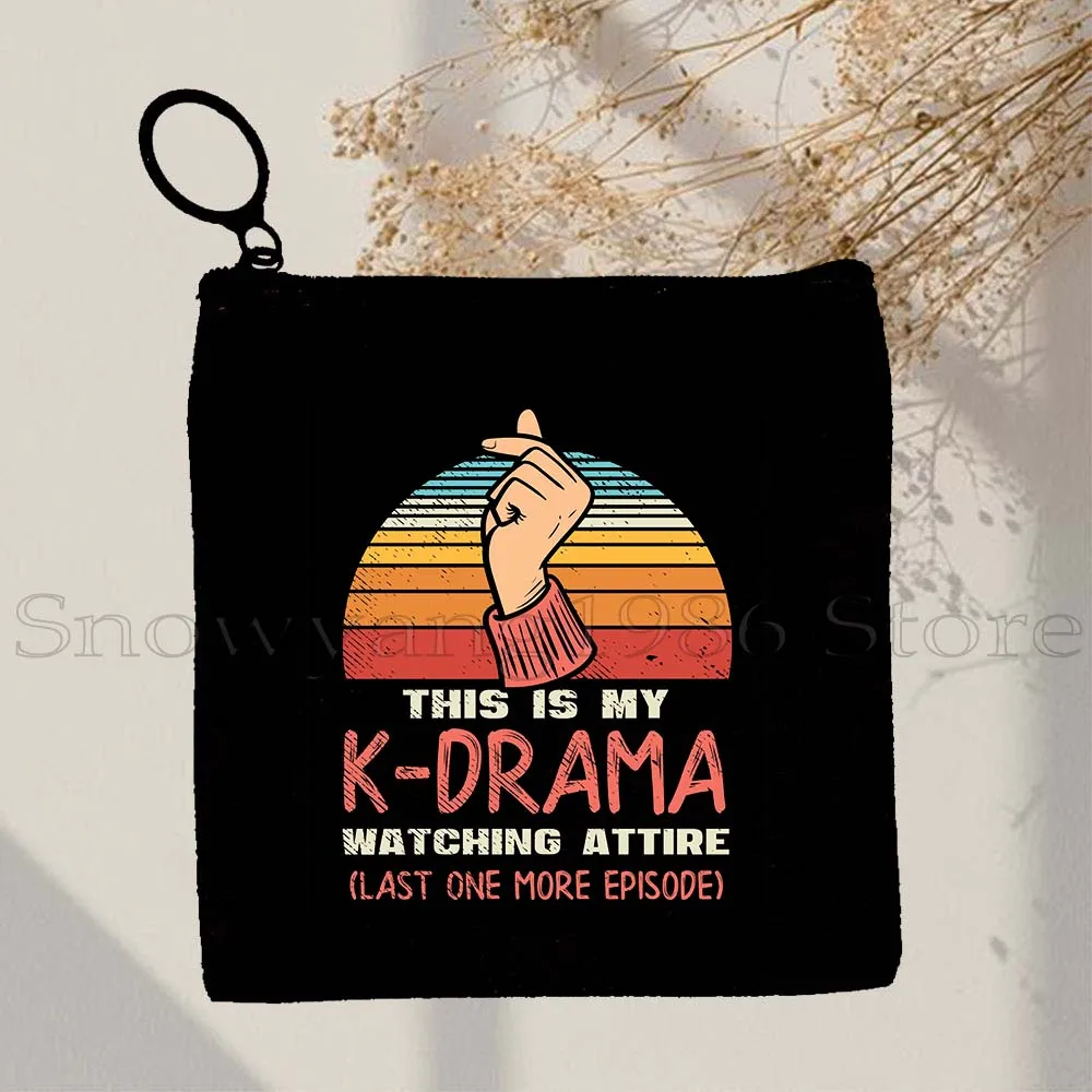 Kdrama KPop Lover Funny Kpop Finger Heart K Pop Girl Korea Cute Gift Canvas Coin Purse Key Case Small Bag Wallet Zipper Pouch