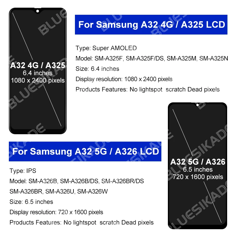 SUPER AMOLED LCD For Samsung Galaxy A32 4G LCD A325 A325F A325M Display Touch Screen For A32 5G Screen A326 A326B Replace Parts