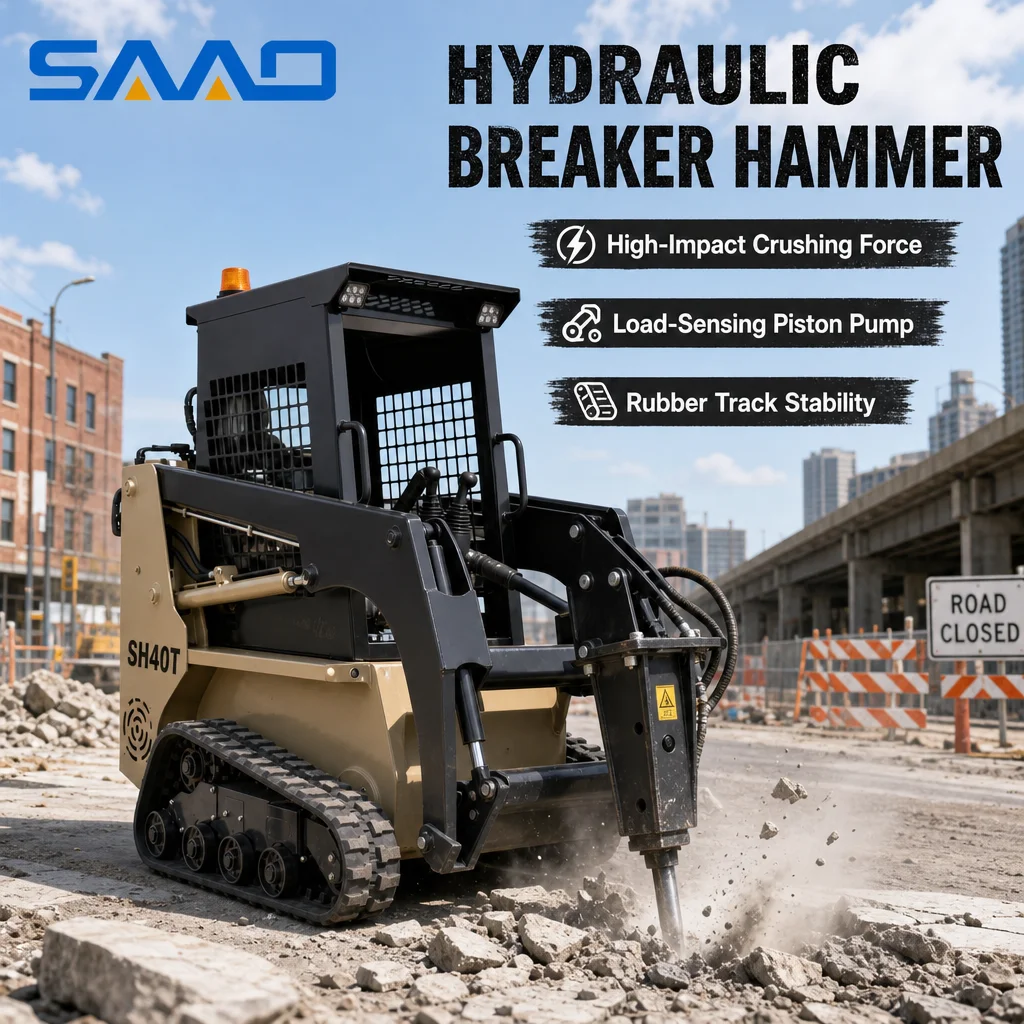 Heavy Duty Diesel Hydraulic SAAO Ride-on Skid Steer Loader Front End Loader Construction Machinery