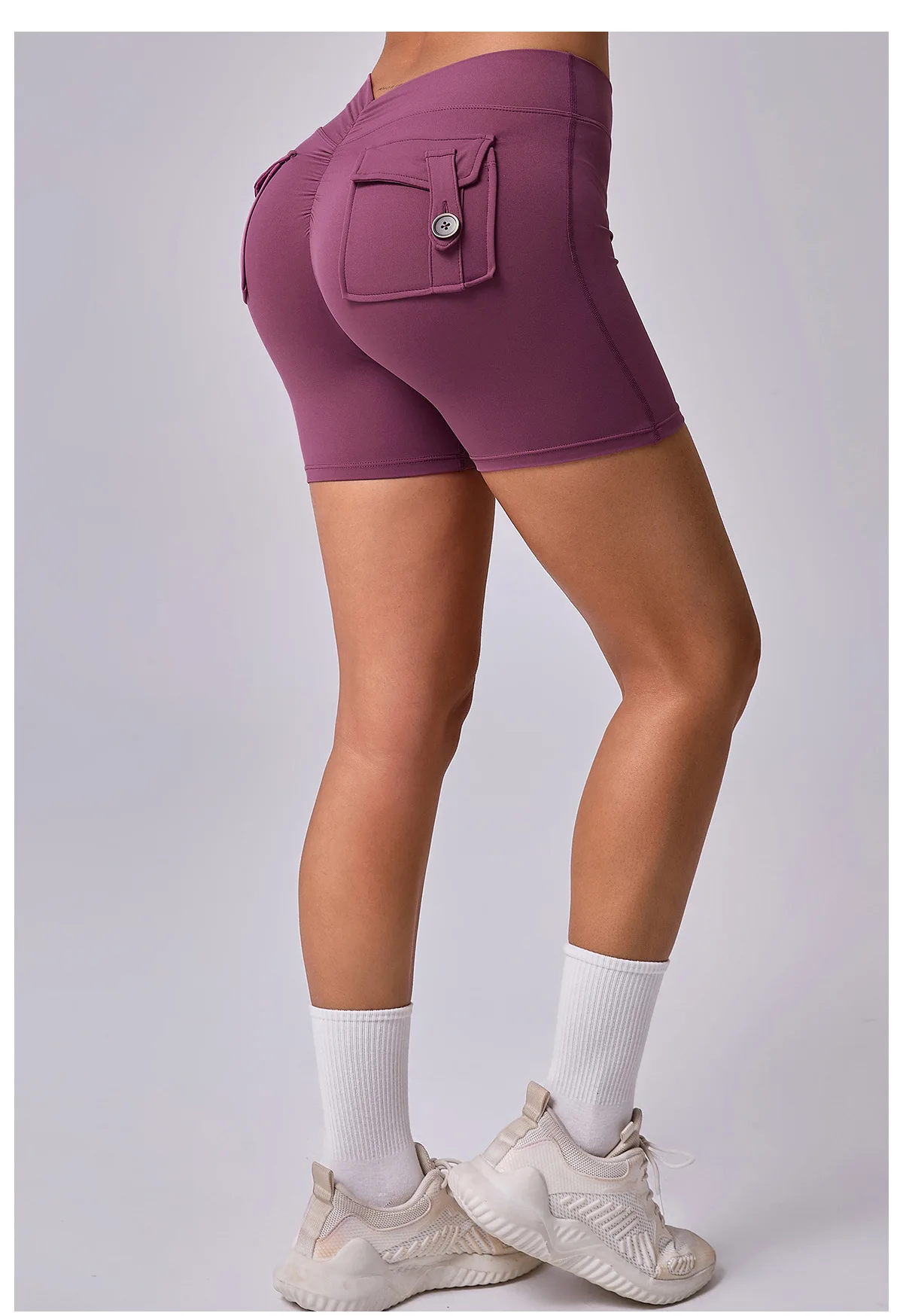 ヨーロッパとアメリカのリア V ツーリングポケットヨガリンクルスキニー尻ショーツサイクリング桃尻フィットネスショーツ