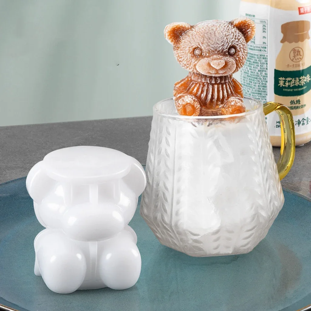 ice cubes trays Mold 3D Stereo Silicone Cartoon Bear Ice Cube Maker Kitchen Gadgets Accessories Large Candy Bar ice cube mold