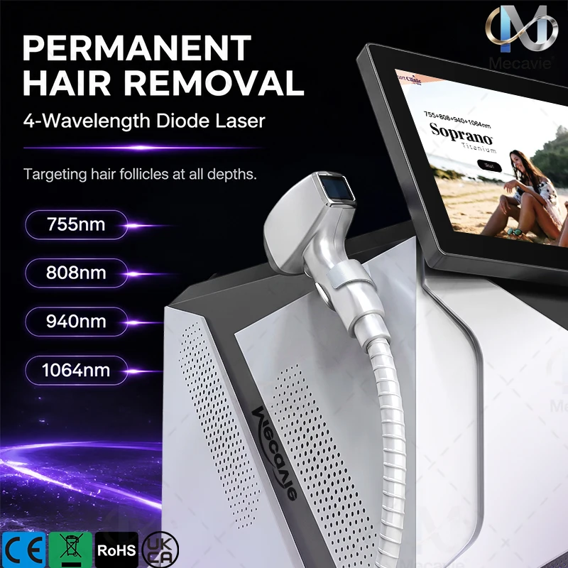 Mecavie 4000W Diode Laser Picosecond 2IN1 Beauty Machine - 4 Wavelength Ice Point Hair Removal & Tattoo Pigment Spot Treatment